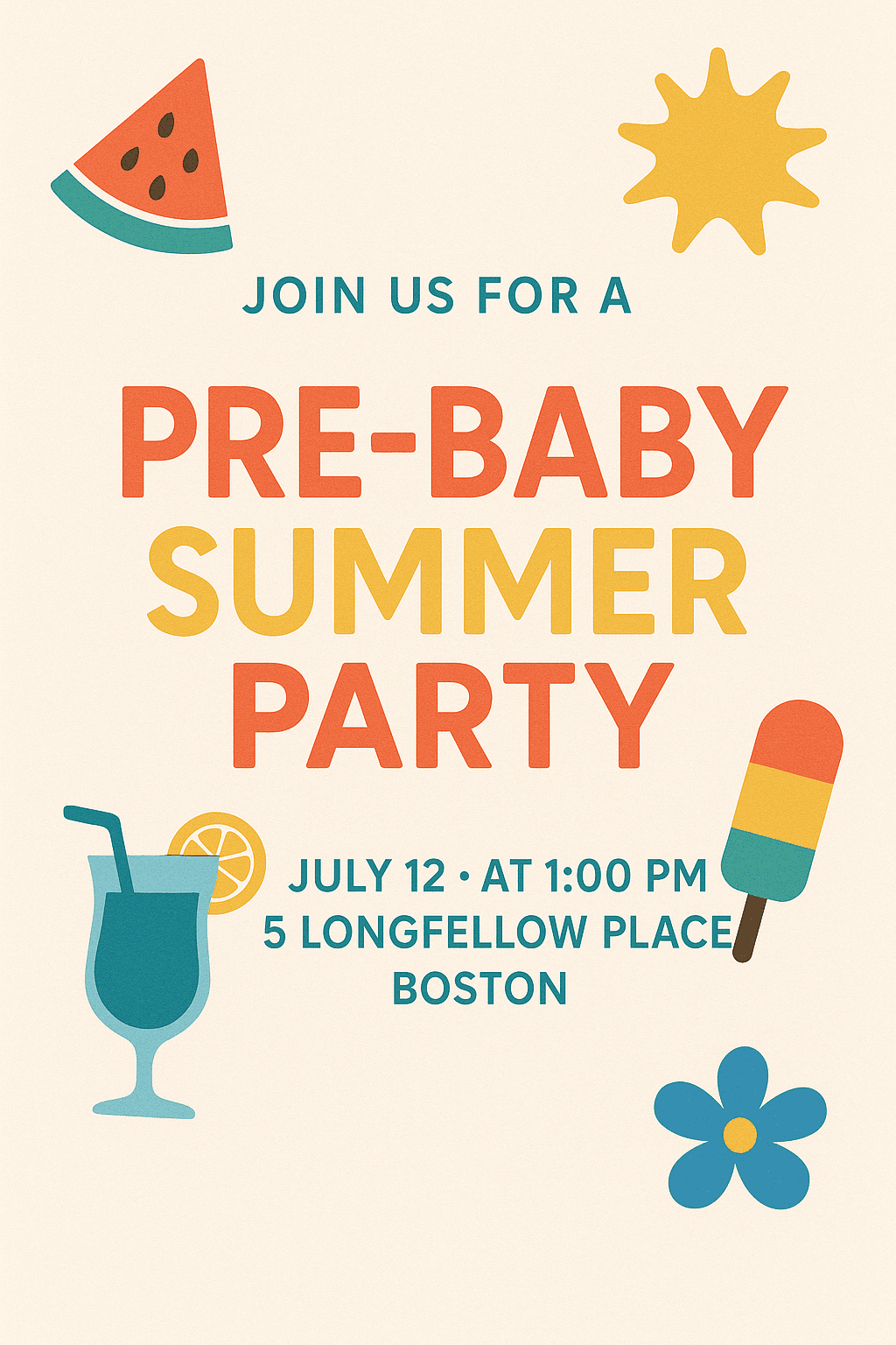 Pre-Baby Summer Party Invitation
